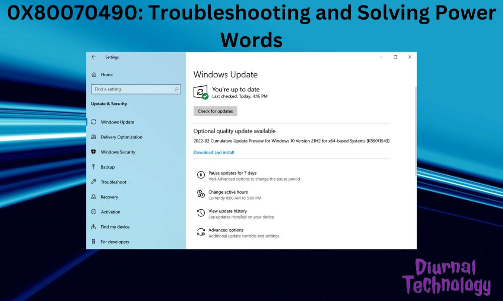 0X80070490 Troubleshooting and Solving Power Words